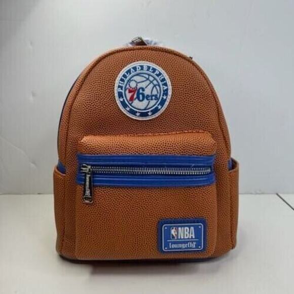 Loungefly NBA Philadelphia 76ers Basketball Mini Brown Backpack NWT - Picture 1 of 9